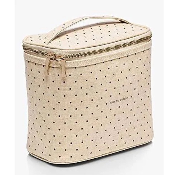 KATE SPADE New York Oatmeal Polka Dot “OUT TO LUNCH" Lunch Bag Cooler, NWOT - Picture 13 of 13